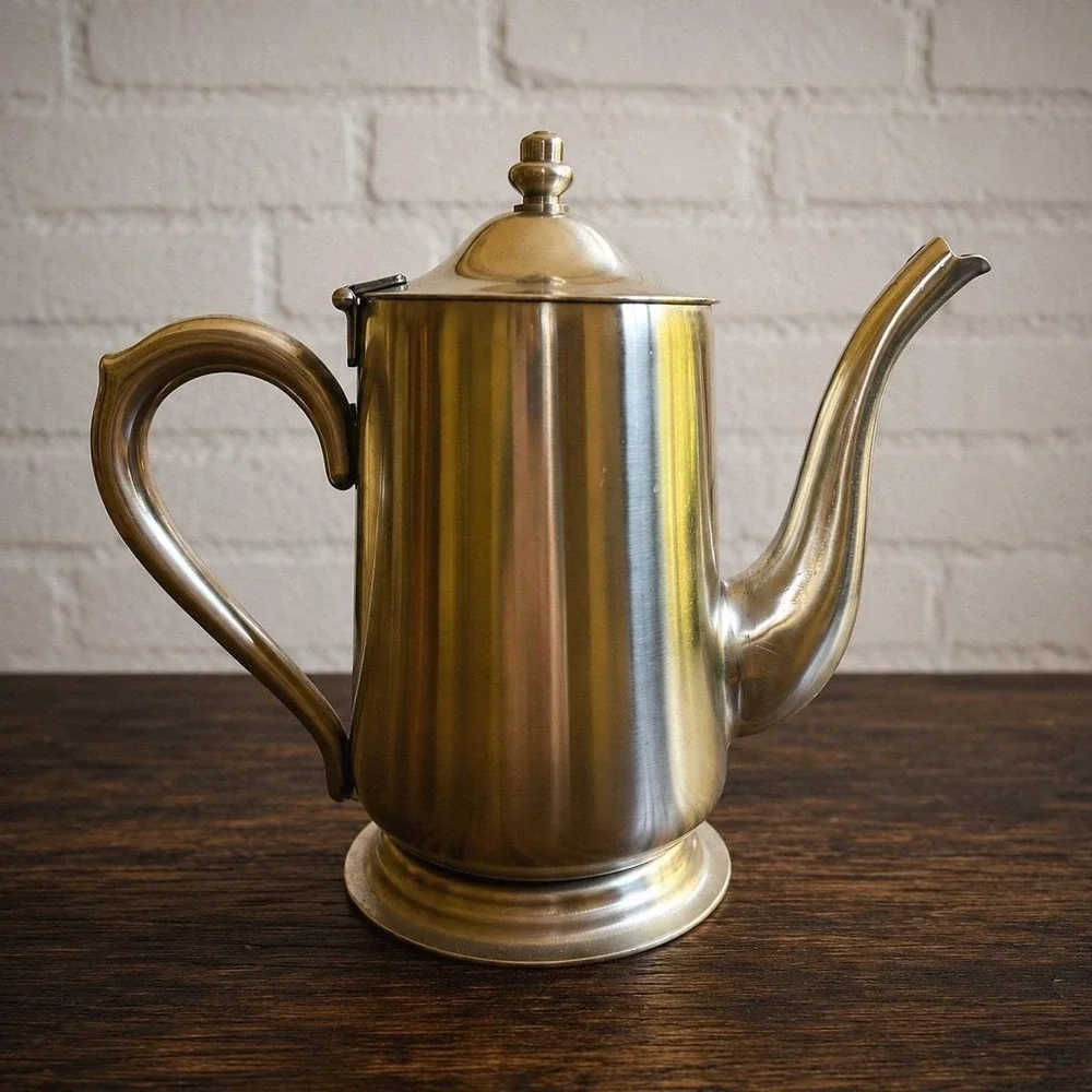 Vintage Brandware Stainless Coffee Pot - MCM Hinged Lid Japan‎ Tea Kettle